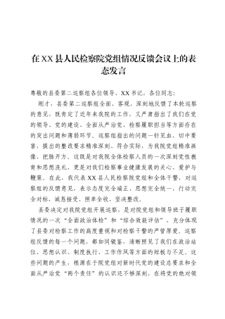 在2025年县人民检察院党组情况反馈会议上的表态发言.docx