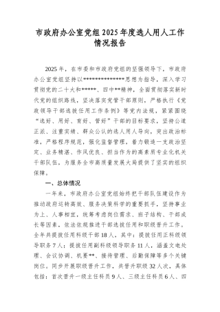 市政府办公室A组2025年度选人用人工作情况报告.docx