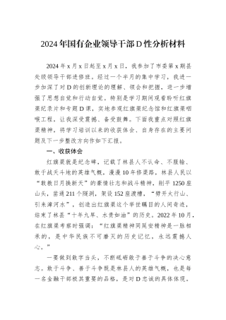 2024年国有企业领导干部D性分析材料.docx