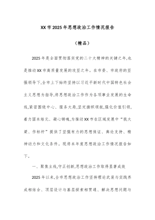 XX市2025年思想政治工作情况报告.docx