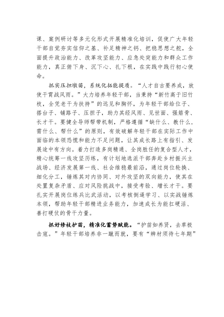 组织工作研讨发言：以青苗培优为策锻造新时代“年轻尖兵”.docx_第2页