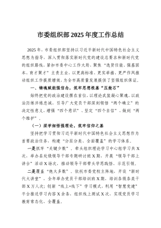 市委组织部2025年度工作总结.doc