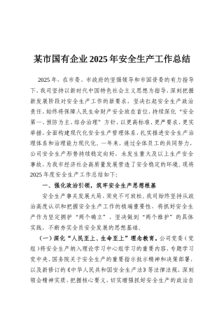 某市国有企业2025年安全生产工作总结.doc