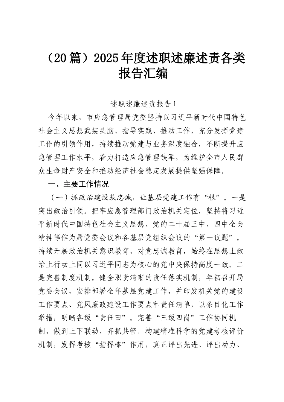 （20篇）2025年度述职述廉述责各类报告汇编.docx_第1页
