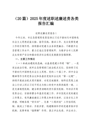 （20篇）2025年度述职述廉述责各类报告汇编.docx