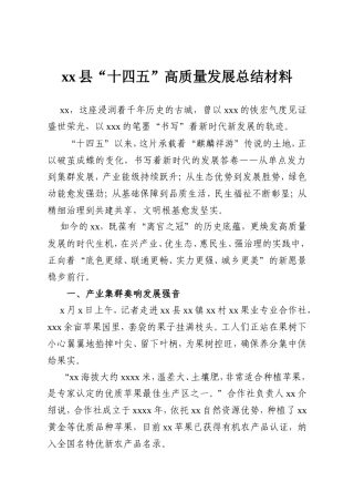 x县“十四五”高质量发展总结材料.doc