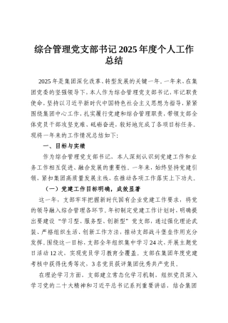 综合管理党支部书记2025年度个人工作总结.doc