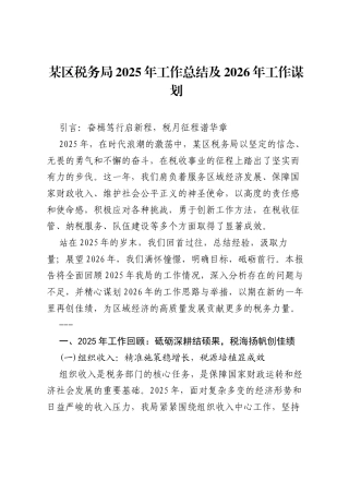 某区税务局2025年工作总结及2026年工作谋划.docx