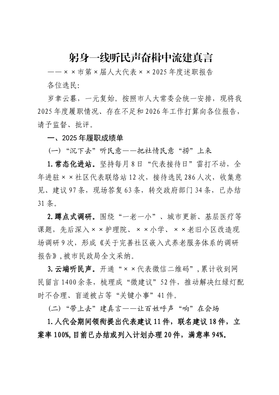 ×市第×届人大代表××2025年度述职报告.docx_第1页