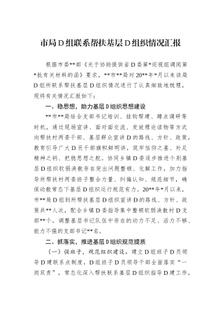 市局D组联系帮扶基层D组织情况汇报.docx