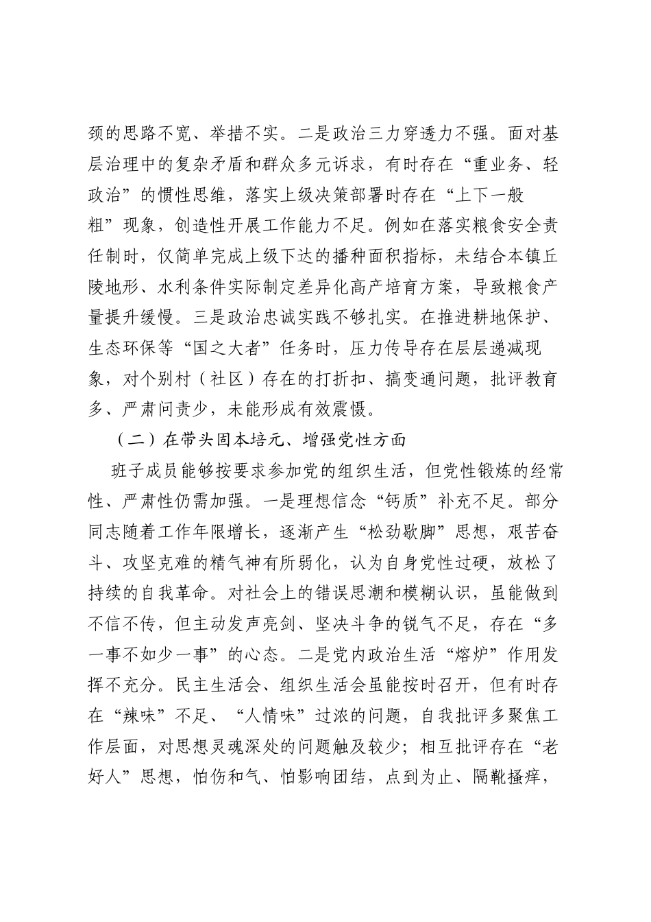 乡镇党委班子2025年度民主生活会对照检查发言.docx_第2页