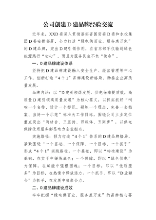 公司创建党建品牌经验交流.docx