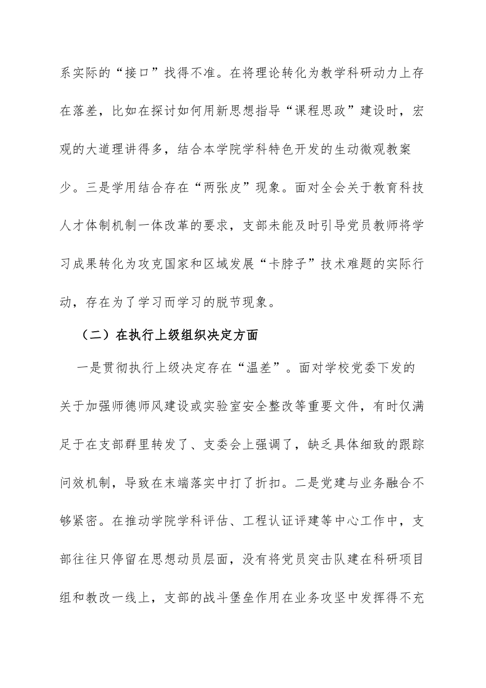 XX高校党支部2025年度组织生活会班子对照检查材料：夯实堡垒强根基 聚焦育人蹚新路.docx_第2页
