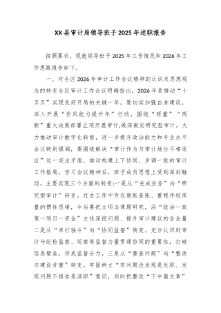 XX县审计局领导班子2025年述职报告.docx