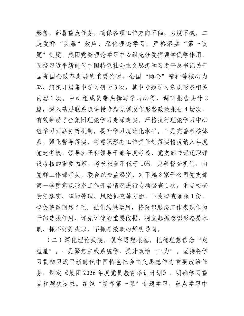 国企党委2026年一季度意识形态工作总结.docx_第2页