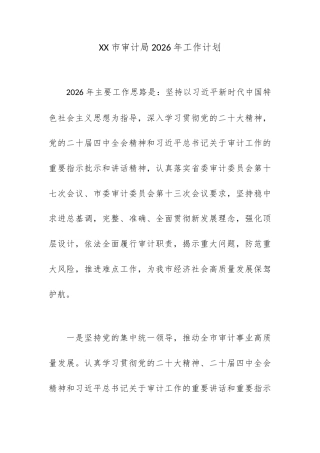 XX市审计局2026年工作计划.docx