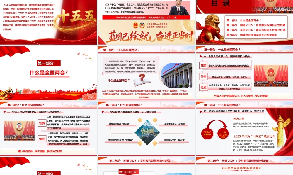 PPT+讲稿：两会精神领航向 乡村振兴勇争先--2026年全国两会政府工作报告乡村振兴专题宣讲（1.2万字+43页PPT）.pptx