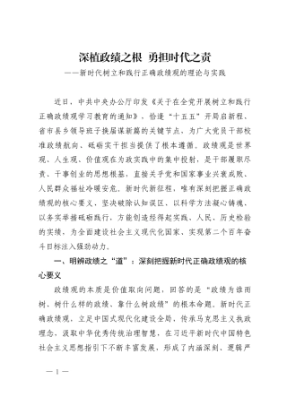 深植政绩之根 勇担时代之责——新时代树立和践行正确政绩观的理论与实践.docx
