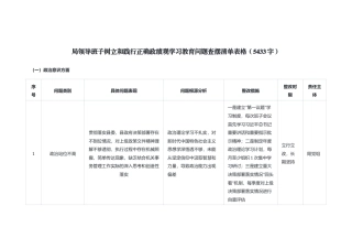 局领导班子树立和践行正确政绩观学习教育问题查摆清单表格（5433字）.docx