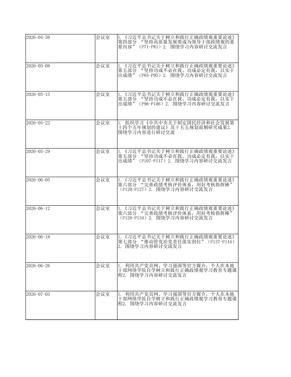 2026年XX支部树立和践行正确政绩观学习教育学习计划安排表.xlsx_第2页