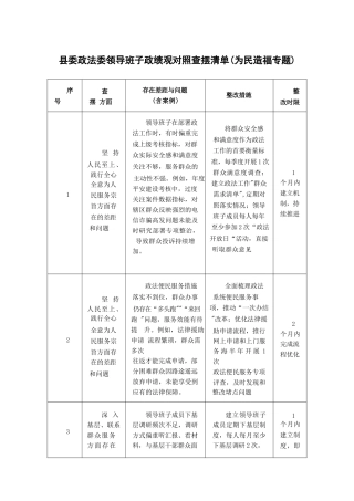 2026县委政法委领导班子政绩观对照查摆清单（为民造福专题）.docx
