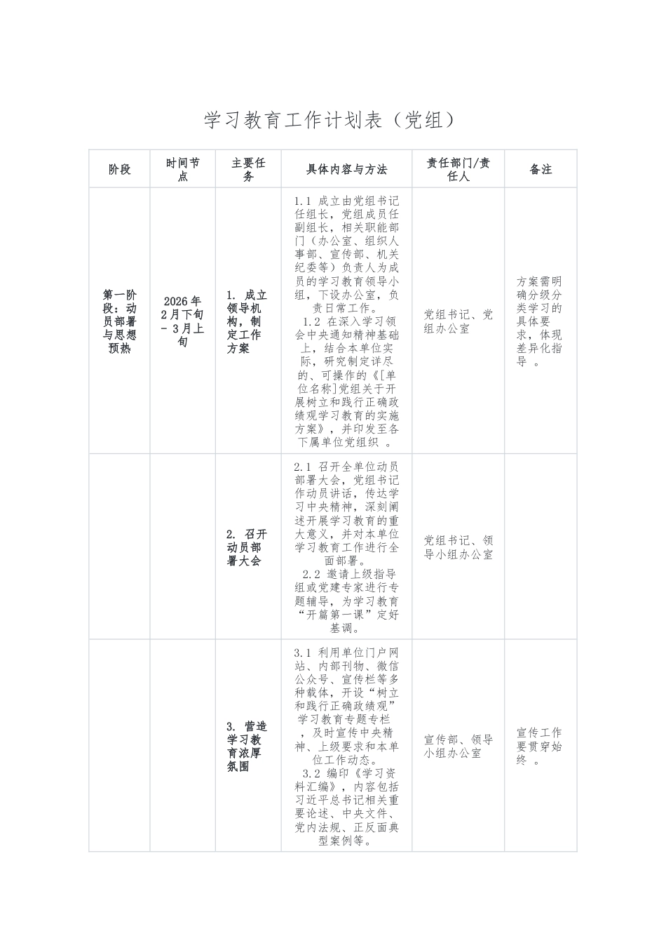 学习教育工作计划表（党组）.docx_第1页