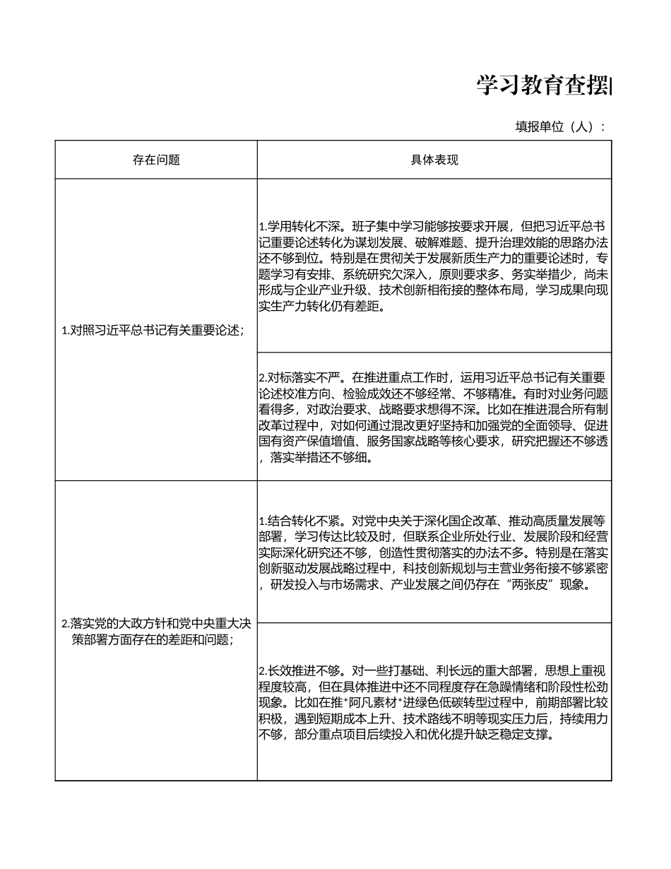 2026 国企版政绩观学习教育问题整改台账（班子）.xlsx_第1页