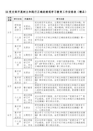 2026XX党支部开展树立和践行正确政绩观学习教育工作安排表（精品）.docx