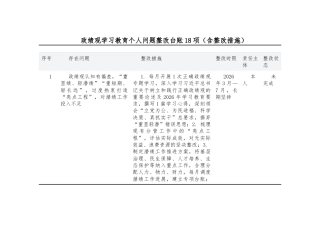 2026政绩观学习教育个人问题整改台账18项（含整改措施）.docx