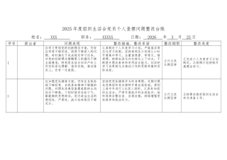 2025年度组织生活会个人问题整改台账.docx