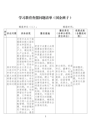 2026政绩观学习教育查摆问题清单（国企班子）.docx