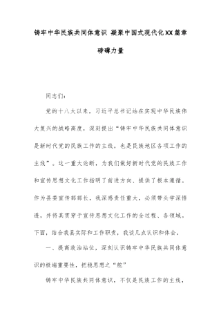 铸牢中华民族共同体意识 凝聚中国式现代化XX篇章磅礴力量.docx