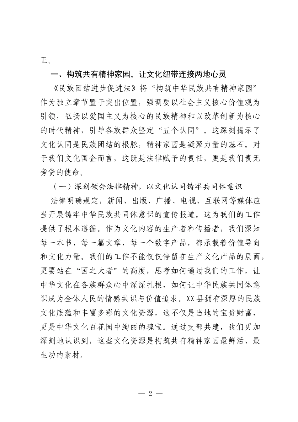 XX党支部书记在学习《中华人民共和国民族团结进步促进法》发言材料.docx_第2页