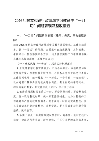 2026年树立和践行政绩观学习教育中“一刀切”问题表现及整改措施（通用）.docx