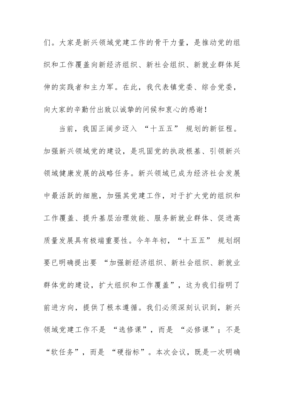 在 XX 镇 2026 年新兴领域党建工作会议上的讲话.docx_第2页