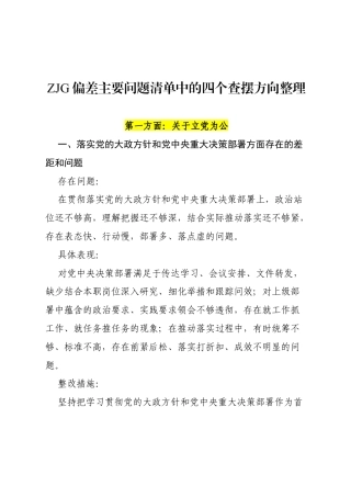 2026ZJG偏差主要问题清单中的四个查摆方向整理.docx