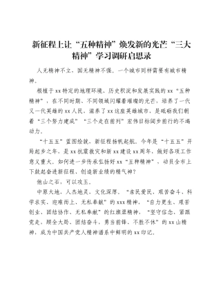 新征程上让五种精神焕发新的光芒三大精神学习调研启思录.docx