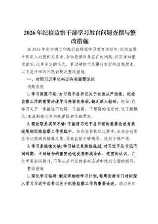 2026年纪检监察干部ZJG学习教育问题查摆与整改措施.docx