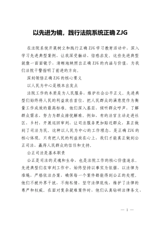 学习法院系统树立和践行正确ZJG学习教育先进典型案例心得体会.docx