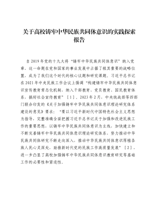 关于高校铸牢中华民族共同体意识的实践探索报告.docx