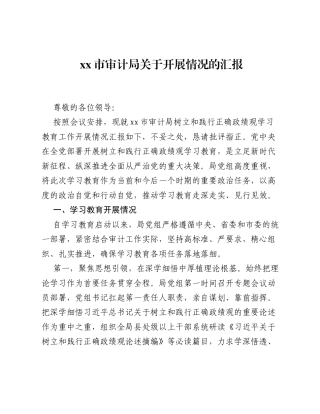 xx市审计局关于开展情况的汇报.docx