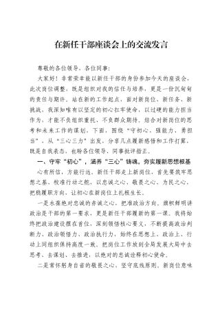 在新任干部座谈会上的交流发言.docx