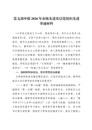 党支部申报2026年市级先进基层党组织先进事迹材料.docx