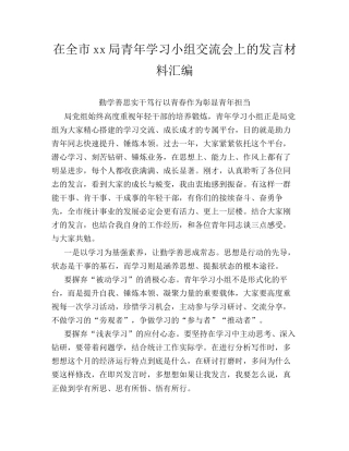 汇编：在全市xx局青年学习小组交流会上的发言5篇.docx