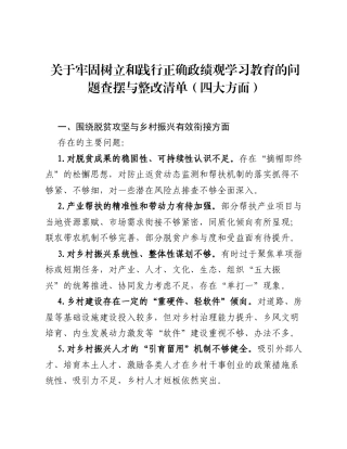 关于牢固树立和践行正确ZJG学习教育的问题查摆与整改清单（四大方面）.docx