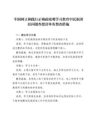 牢固树立和践行正确ZJG学习教育中民族团结问题查摆清单及整改措施.docx