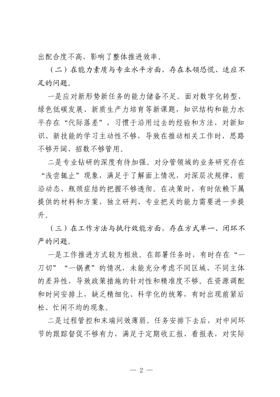 2026年度领导干部问题查摆清单及整改措施报告.docx_第2页