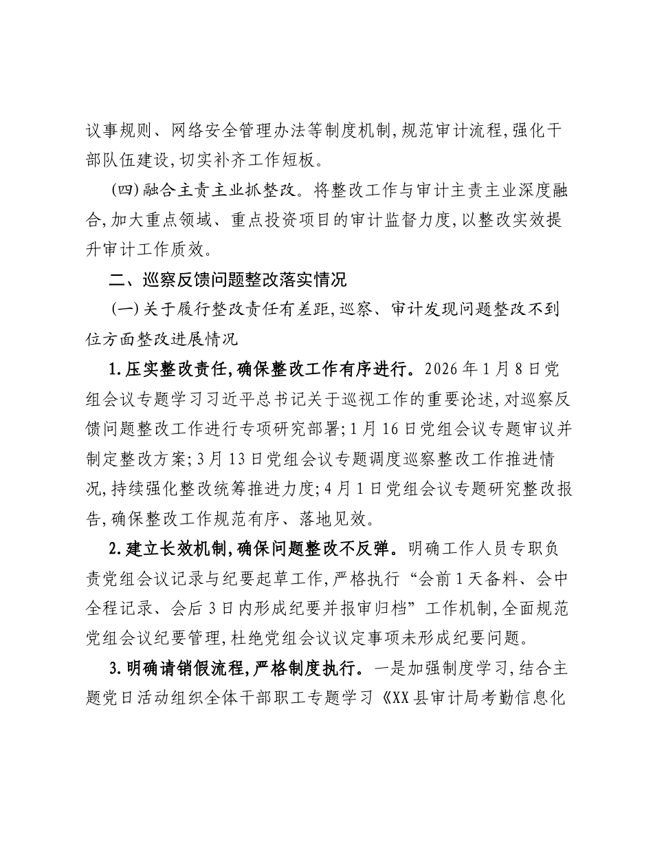 XX县审计局党组关于巡察整改进展情况的报告.docx_第2页