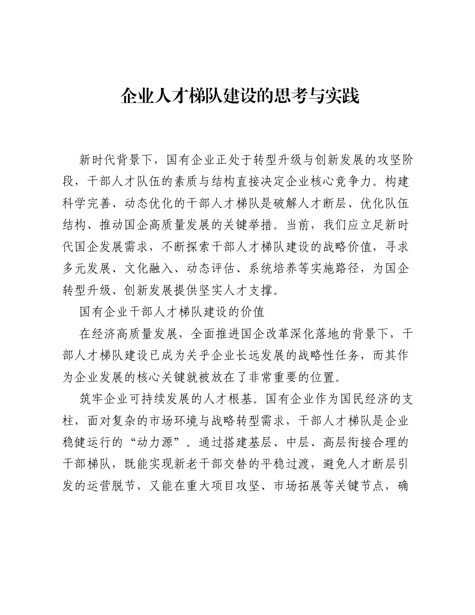 调研报告：企业人才梯队建设的思考与实践.docx_第1页