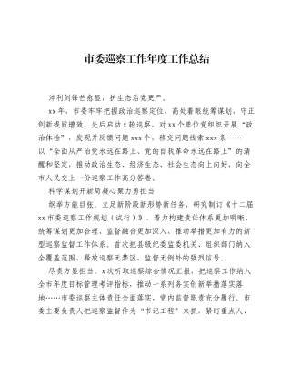 市委巡察工作年度工作总结.docx